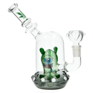 Glass Bong – Green Alien Bubbler (17cm)